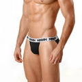 Black athletic briefs with white elastic waistband branded amiri from MetroMaleWear asian bikini 3004-20 collection
