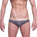 MetroMaleWear Asian jock honeycomb coffee men’s briefs in black and gold with a branded waistband