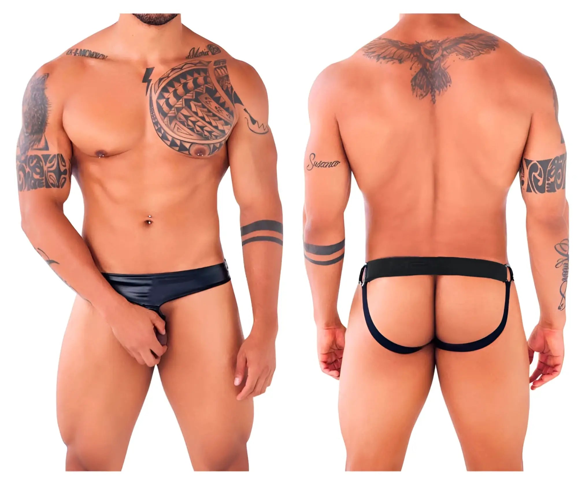 MetroMalewear asunto jock strap black 1007-20 shiny black latex briefs with a sleek form-fitting design