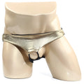 Metro male wear asunto jock strap gold 1007-21 shiny gold metallic briefs with black ring and trim