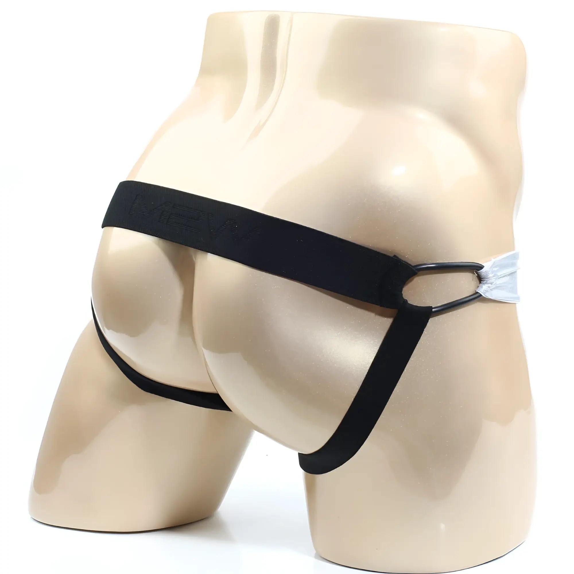 Black elastic briefs with a sleek minimalist design and subtle MetroMaleWear logo on waistband for modern comfort
