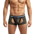 MetroMalewear Atope trunk khaki 7023-26 olive green mesh briefs with black elastic waistband and logo branding