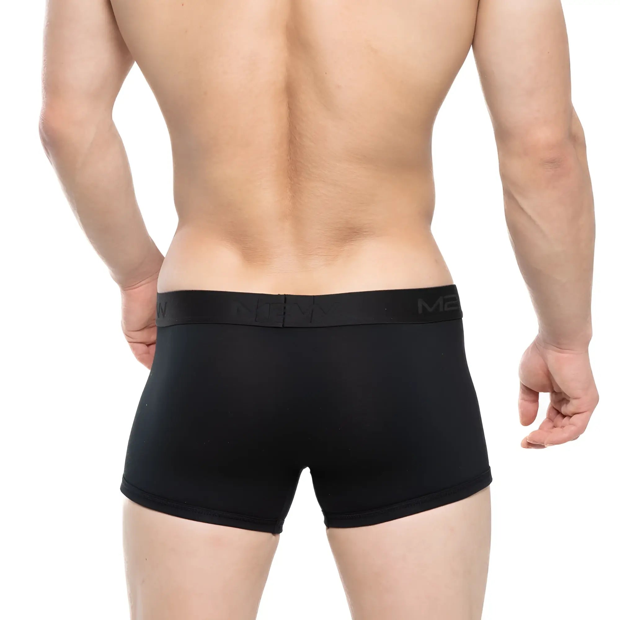 Black mens boxer briefs metroMaleWear avalon 3034-20 with snug elastic waistband and subtle men branding