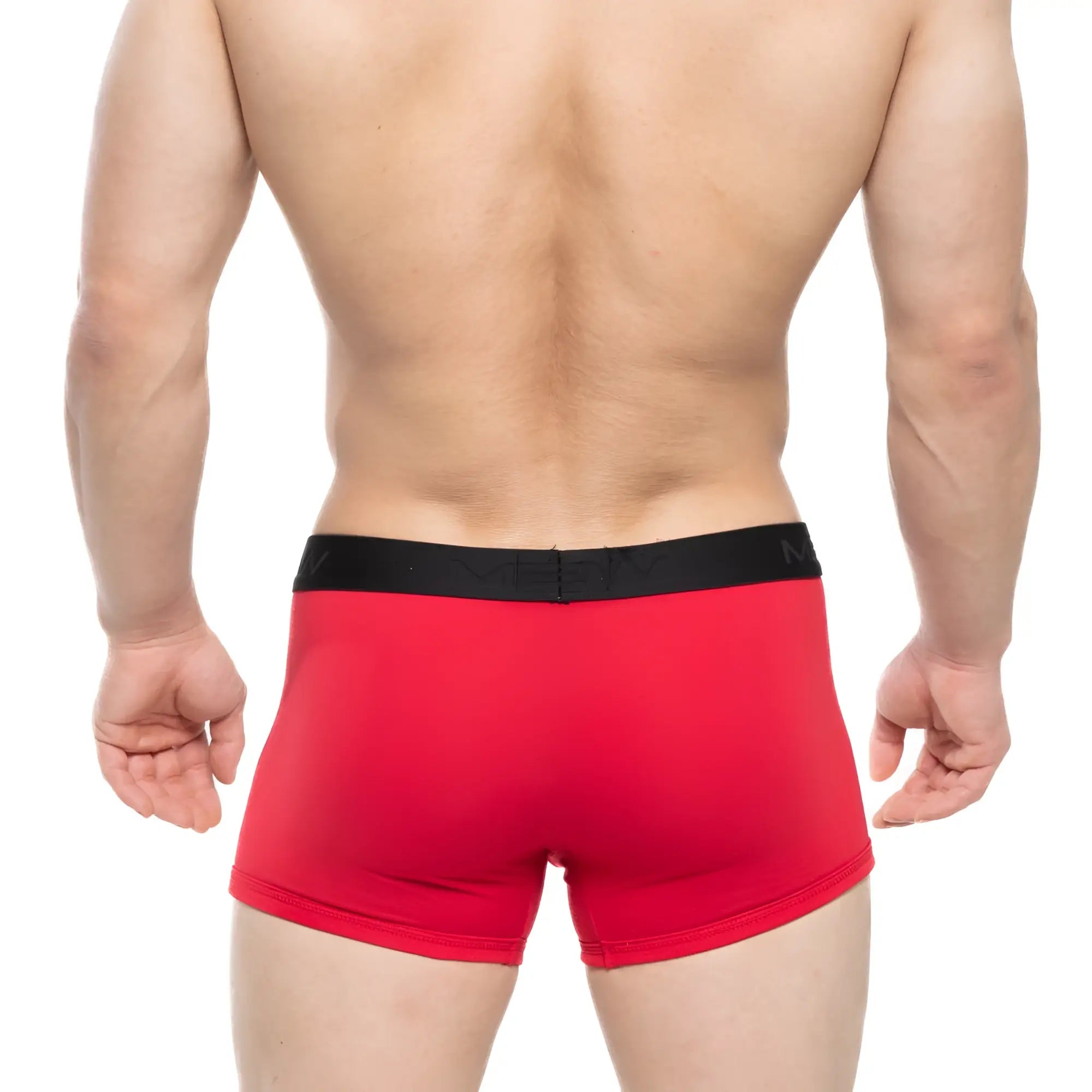 Red men’s boxer briefs with black elastic waistband metroMalewear avalon boxer brief red 3034-12 in breathable fabric