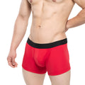 MetroMaleWear Avalon red men’s boxer briefs with black elastic waistband featuring m2 logo for comfortable wear