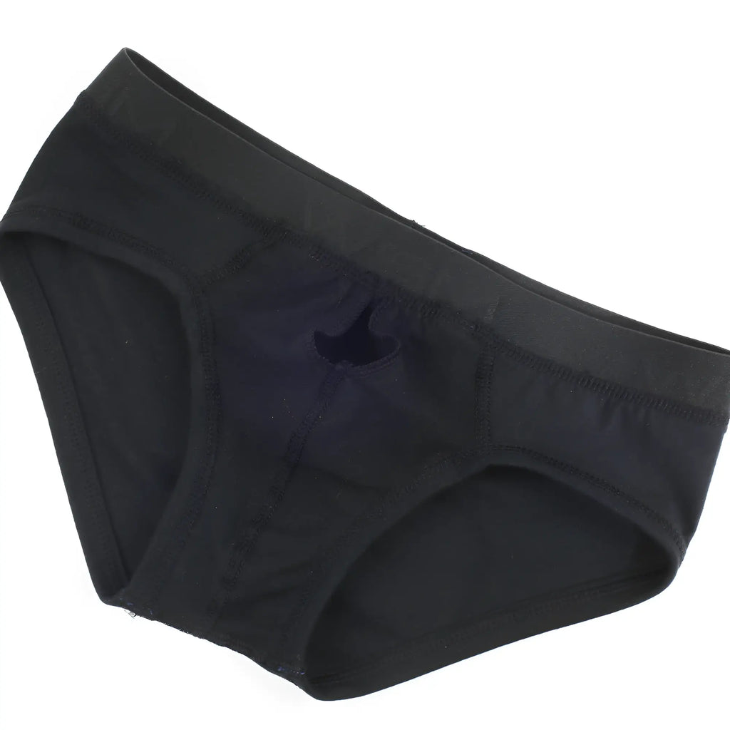Black cotton MetroMaleWear Avalon Brief 3036-20 with a subtle front cutout design for comfortable everyday wear