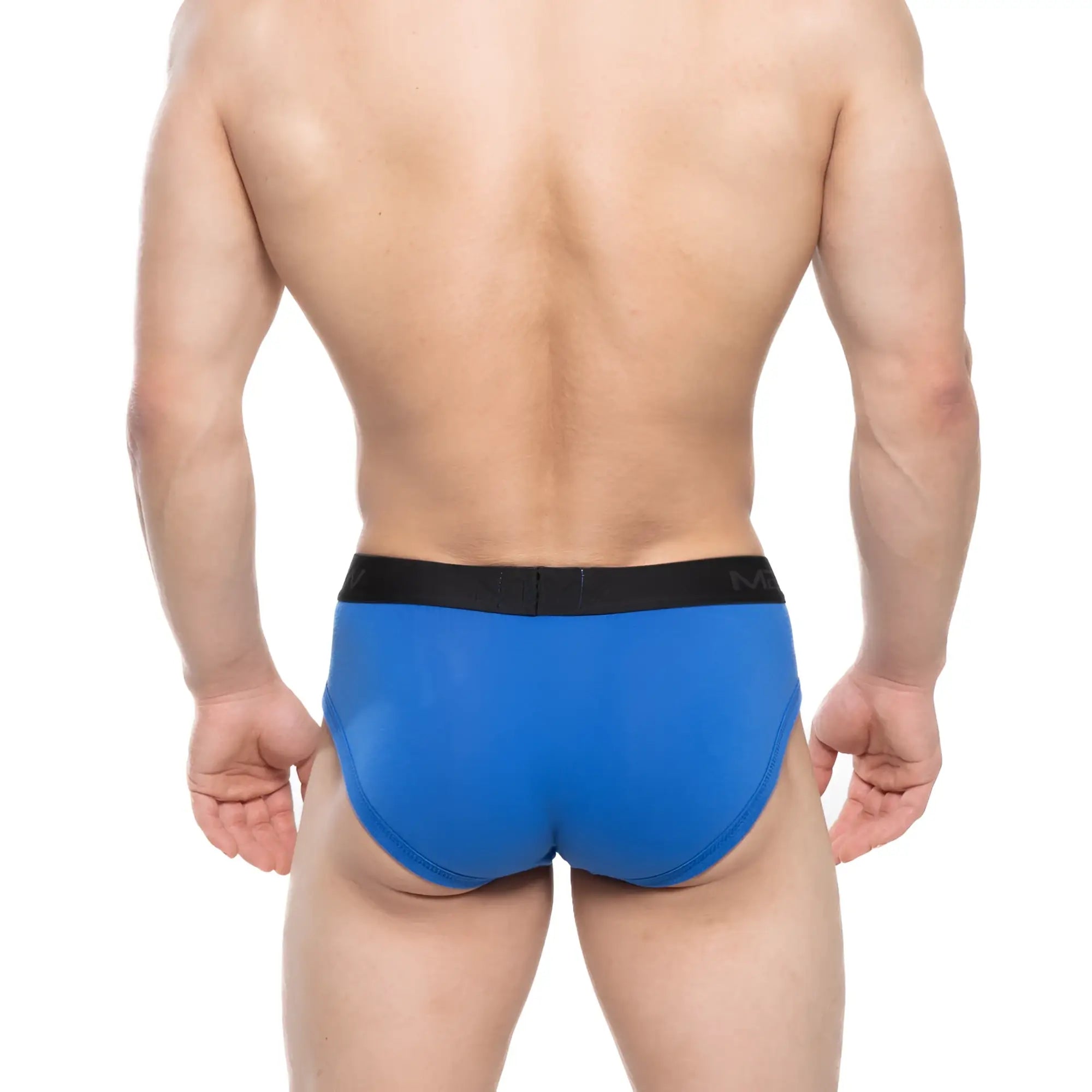 Blue men’s briefs with black elastic waistband metro male wear avalon brief royal blue 3036-18 in cotton blend