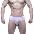 White mens briefs metroMalewear basic brief pink 5003-04 with subtle milton elastic waistband detail