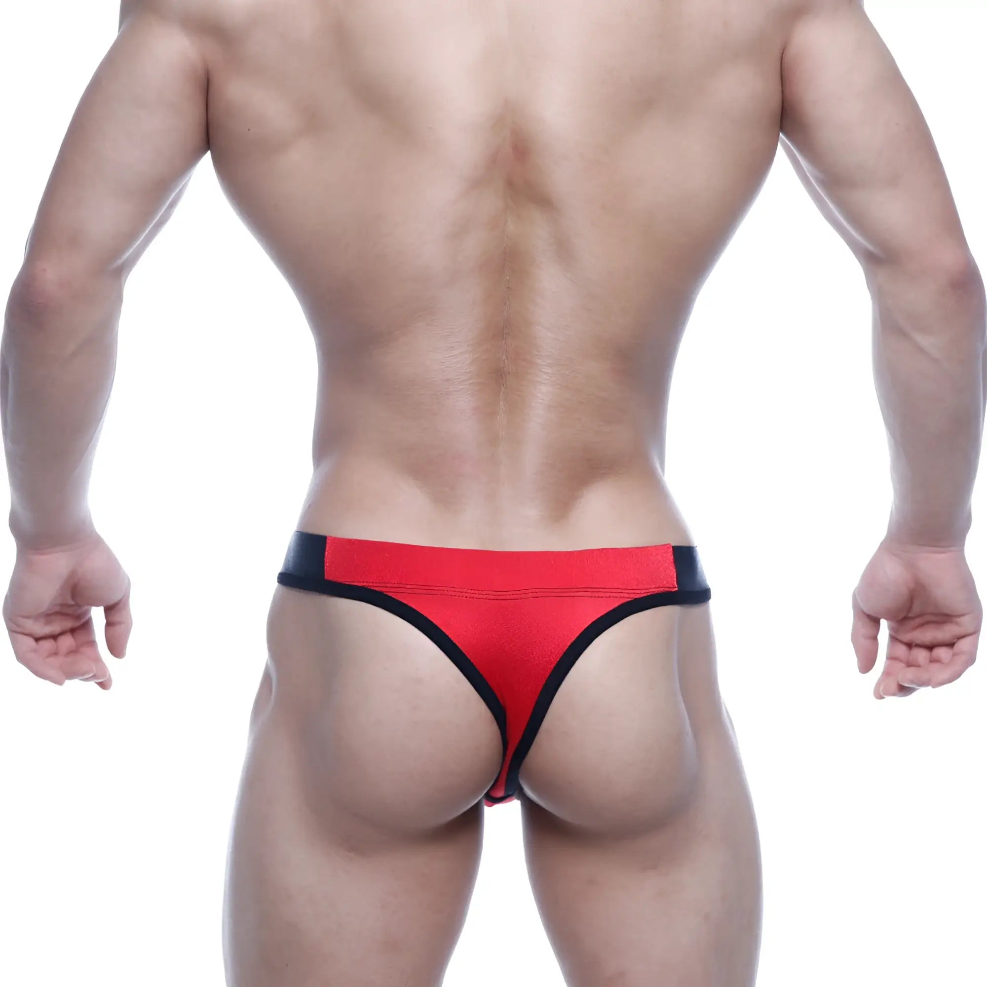 MetroMaleWear basic red thong with black accents featuring a snug, form-fitting design for comfortable wear