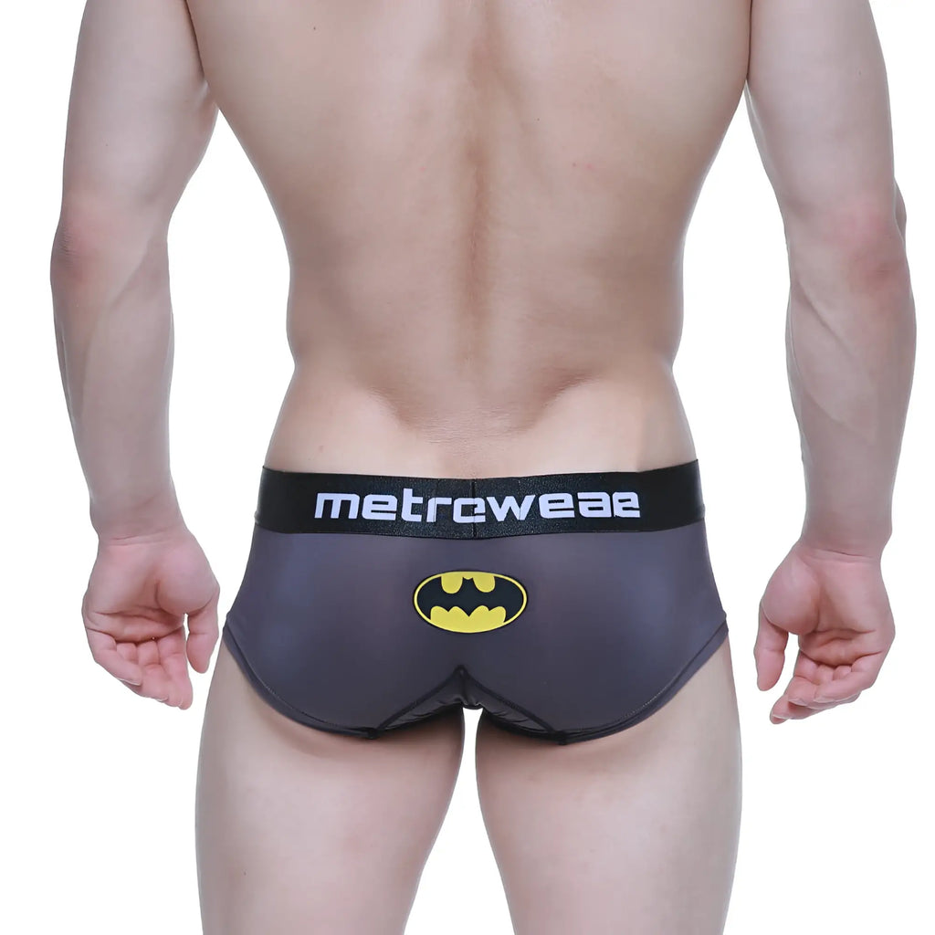 Black batman mini boxer briefs with yellow bat emblem and metroweave waistband by MetroMaleWear