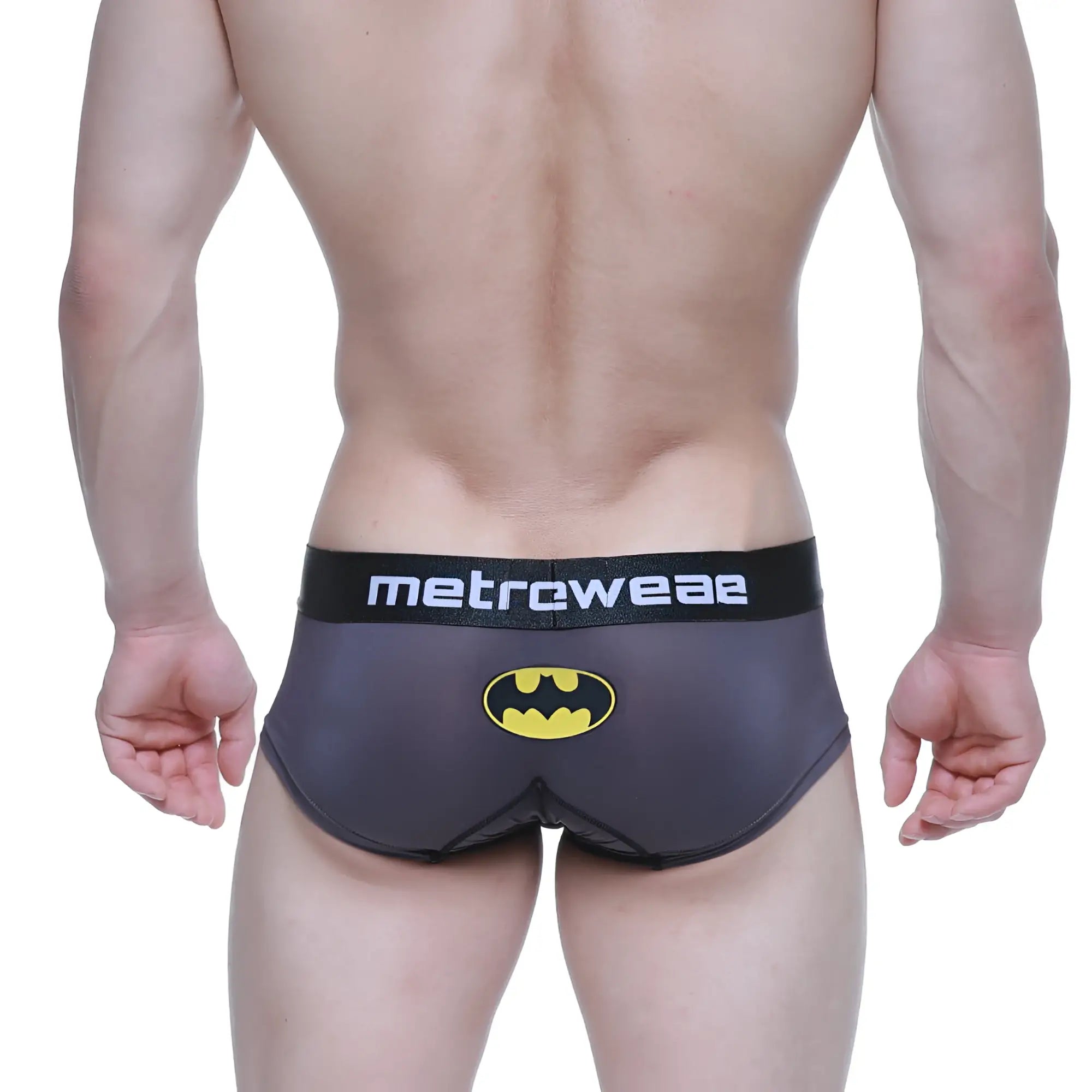 Black batman mini boxer briefs with yellow bat emblem and metroweave waistband by MetroMaleWear