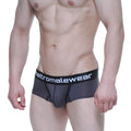 Dark gray men’s briefs with black metromalewear logo waistband metroMalewear Batman mini boxer 7013-94 front view