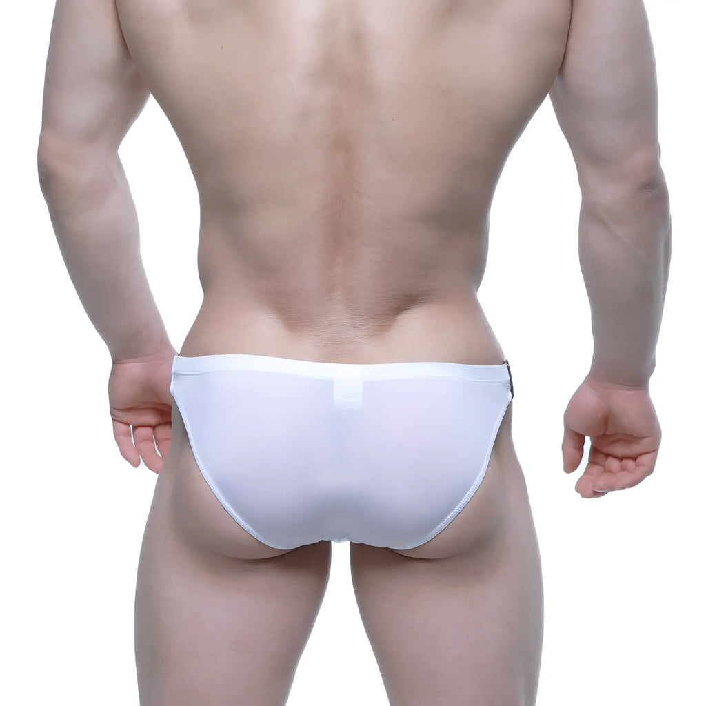White form-fitting briefs with a smooth seamless design from MetroMaleWear BEATNIK Bikini 3603-59 front view