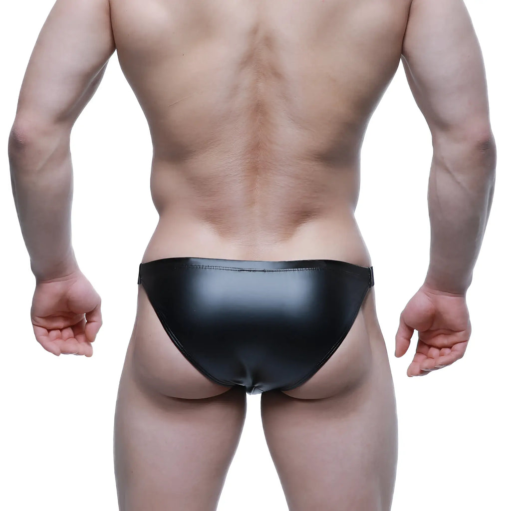 MetroMaleWear Bling Bikini black 3604-75 glossy faux leather briefs with a sleek form-fitting design