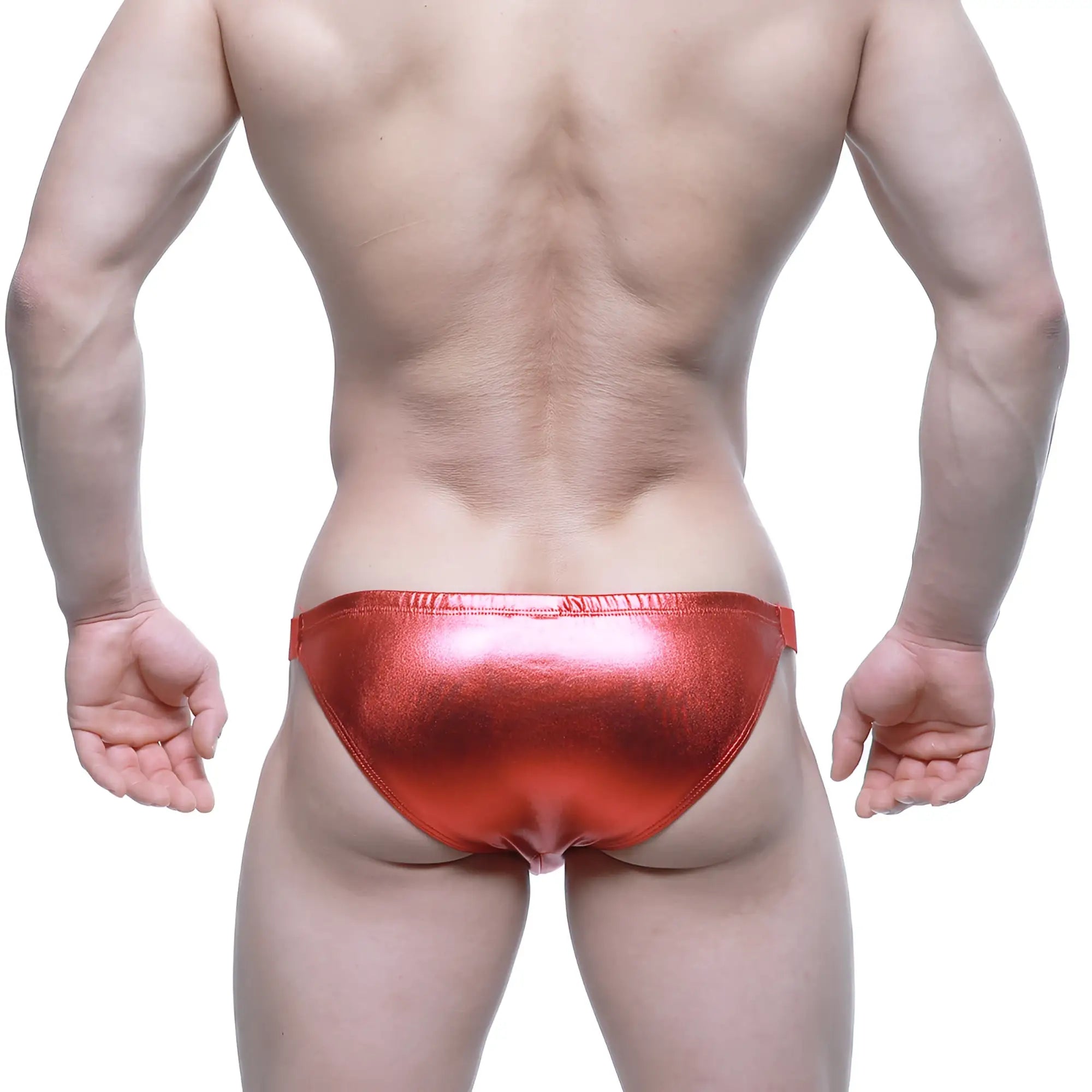 MetroMalewear bling bikini crimson 3604-74 shiny red metallic briefs designed for stylish men’s swimwear
