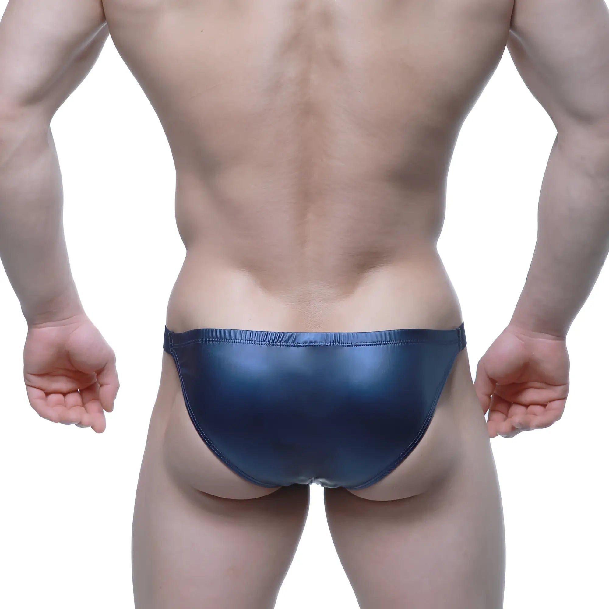 Shiny navy blue metallic briefs from metromalewear bling bikini dark blue 3604-76 for stylish mens swimwear