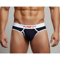 MetroMaleWear bold ribbed briefs in black and white with red lettering on the waistband for comfortable daily wear