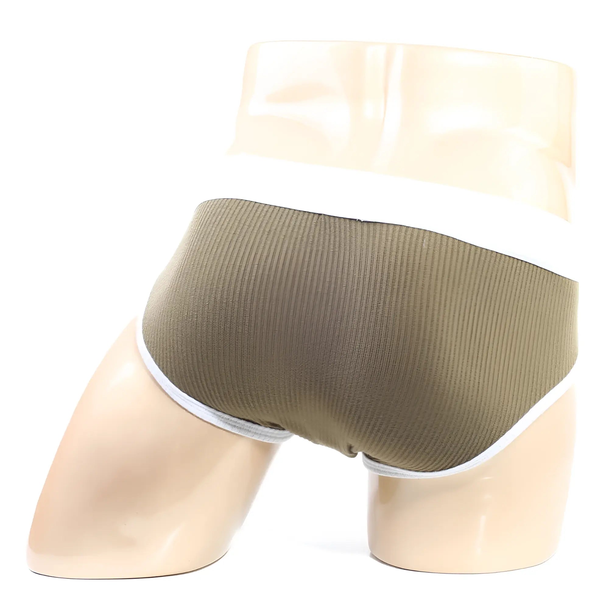 Metro male wear bold ribbed brief green 1103-06 olive green ribbed fabric men’s underwear with white elastic waistband and sides