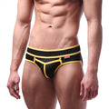 Metro malewear bold swim brief yellow 4961-15 in black and yellow with geometric design for athletic use
