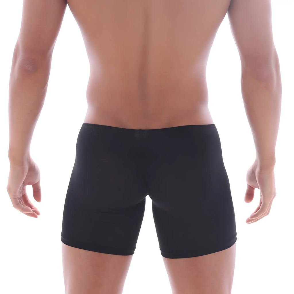 MetroMaleWear Bosillo long black boxer briefs with smooth stretchy fabric and minimalist form-fitting design