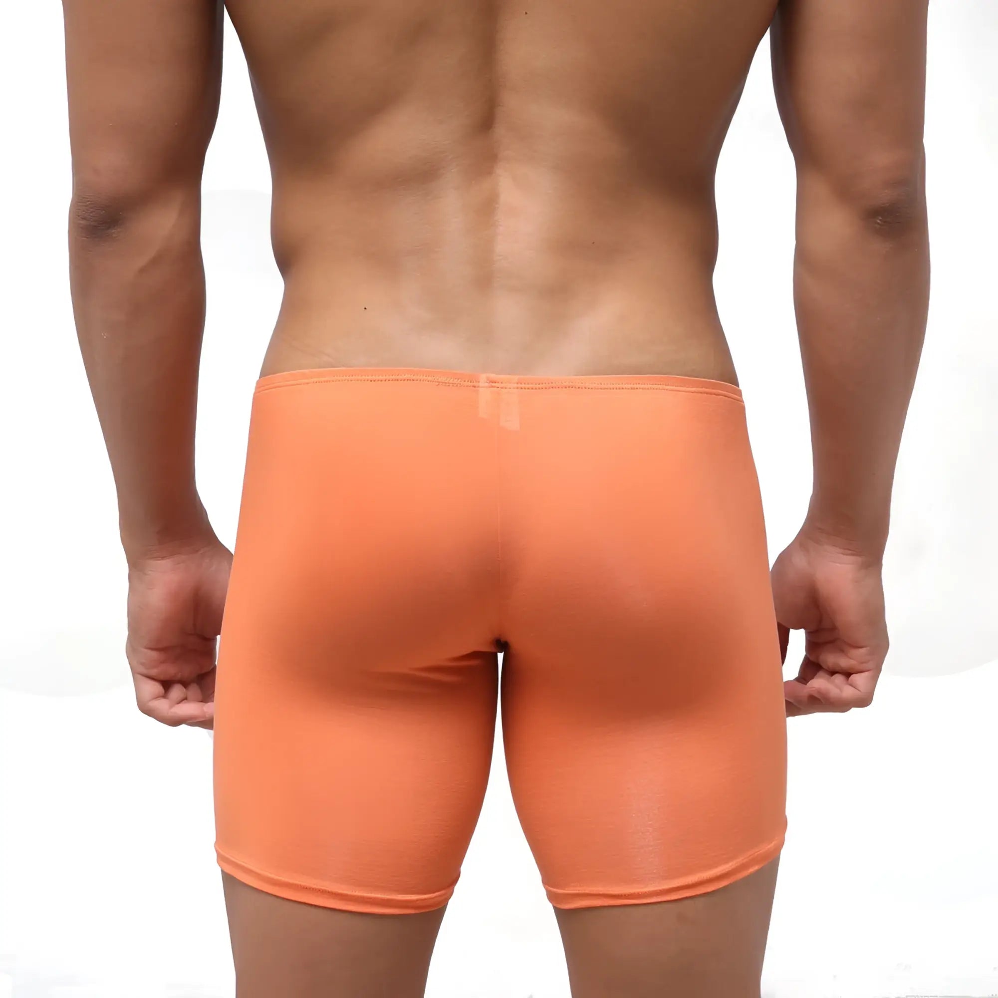 Orange stretchy briefs from metromalewear bosillo long boxer peach 3514-02 made of soft breathable fabric