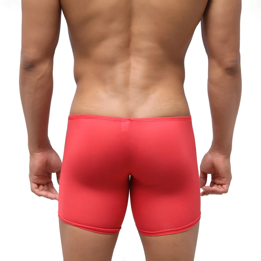 Metro malewear bosillo long boxer red 3514-12 bright red form-fitting athletic briefs with smooth stretchy fabric and clean hemline