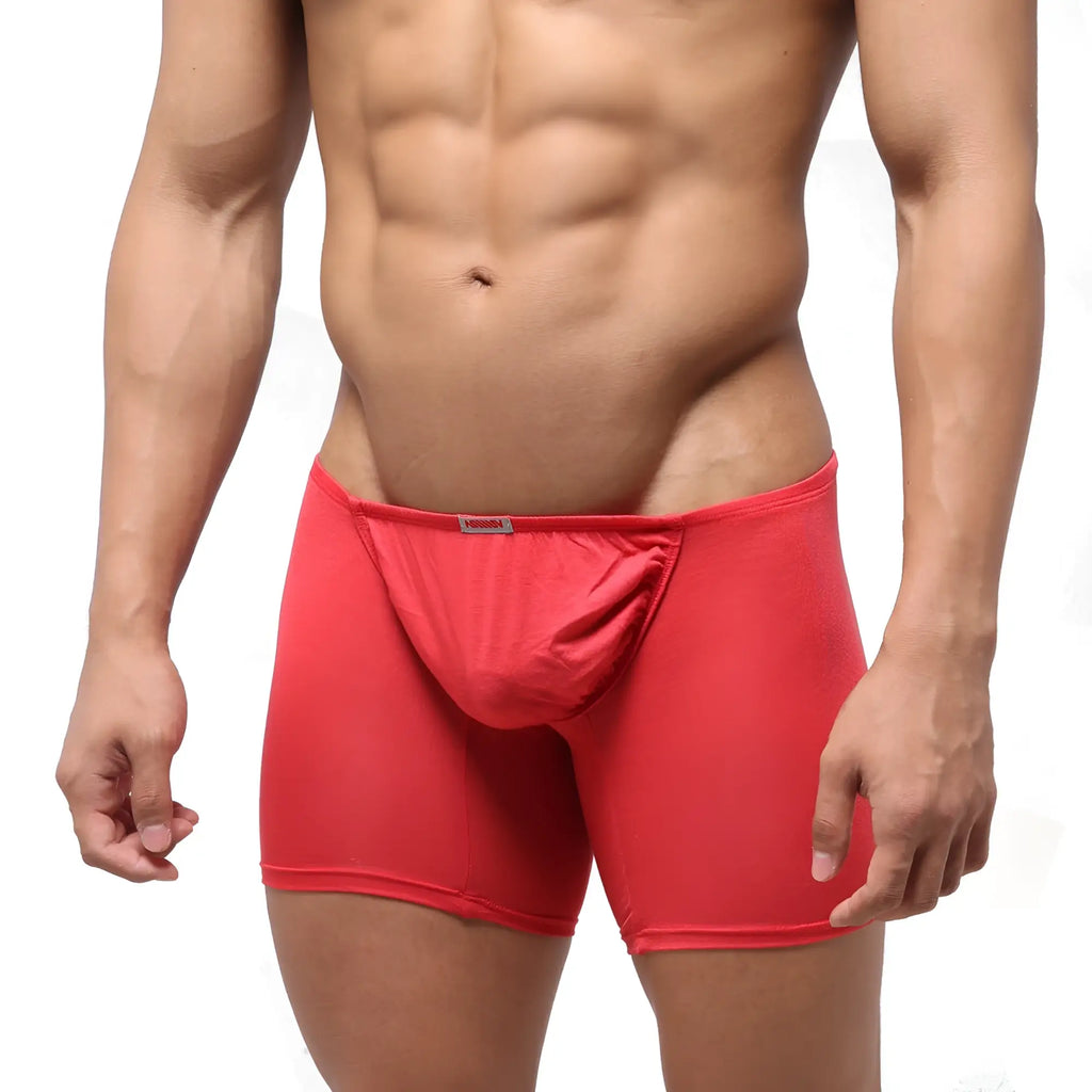 Red men’s boxer briefs metro male wear bosillo long boxer red 3514-12 with contoured pouch and elastic waistband