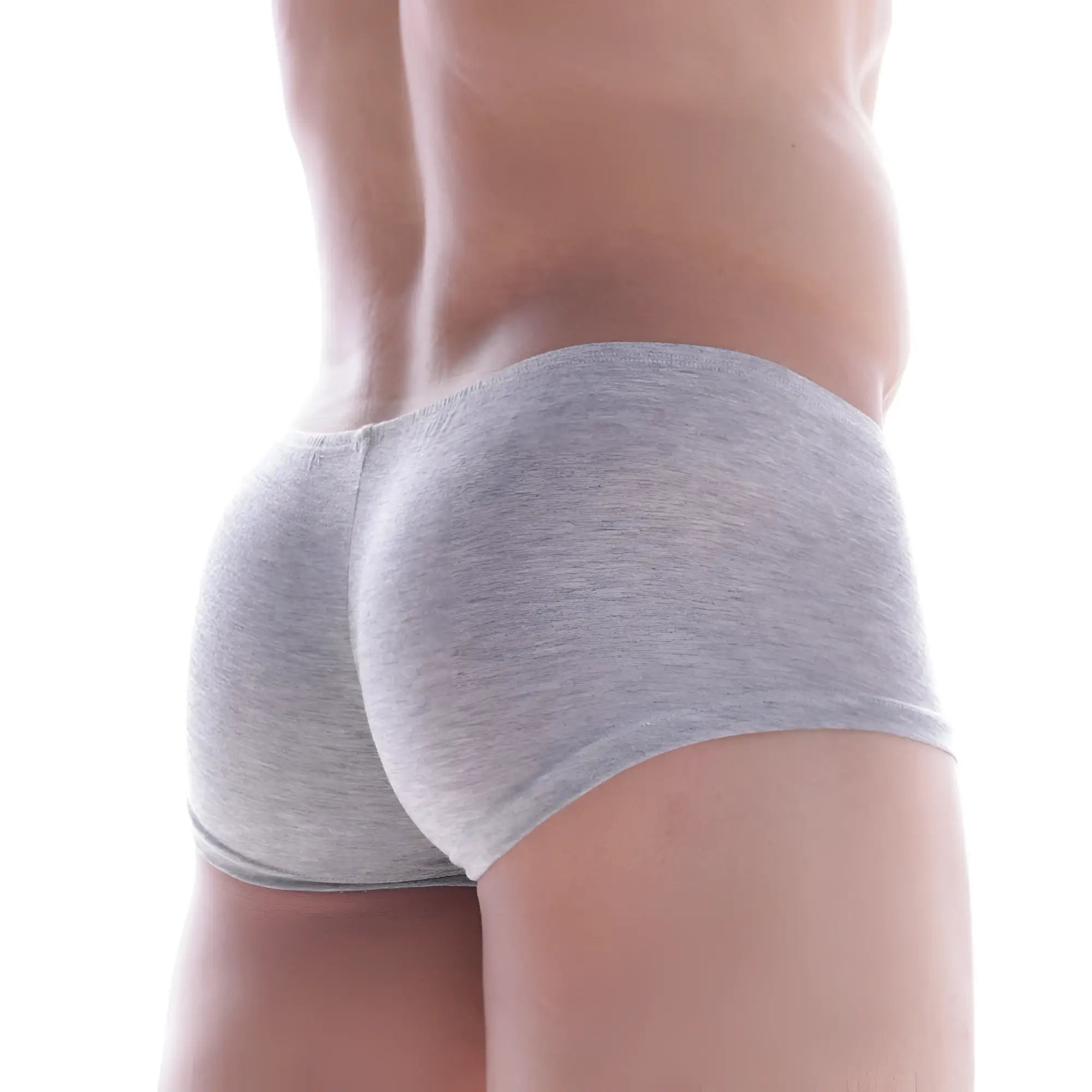 Gray heathered cotton briefs with snug form-fitting design metro male wear bosillo short boxer grey 3014-10 front view