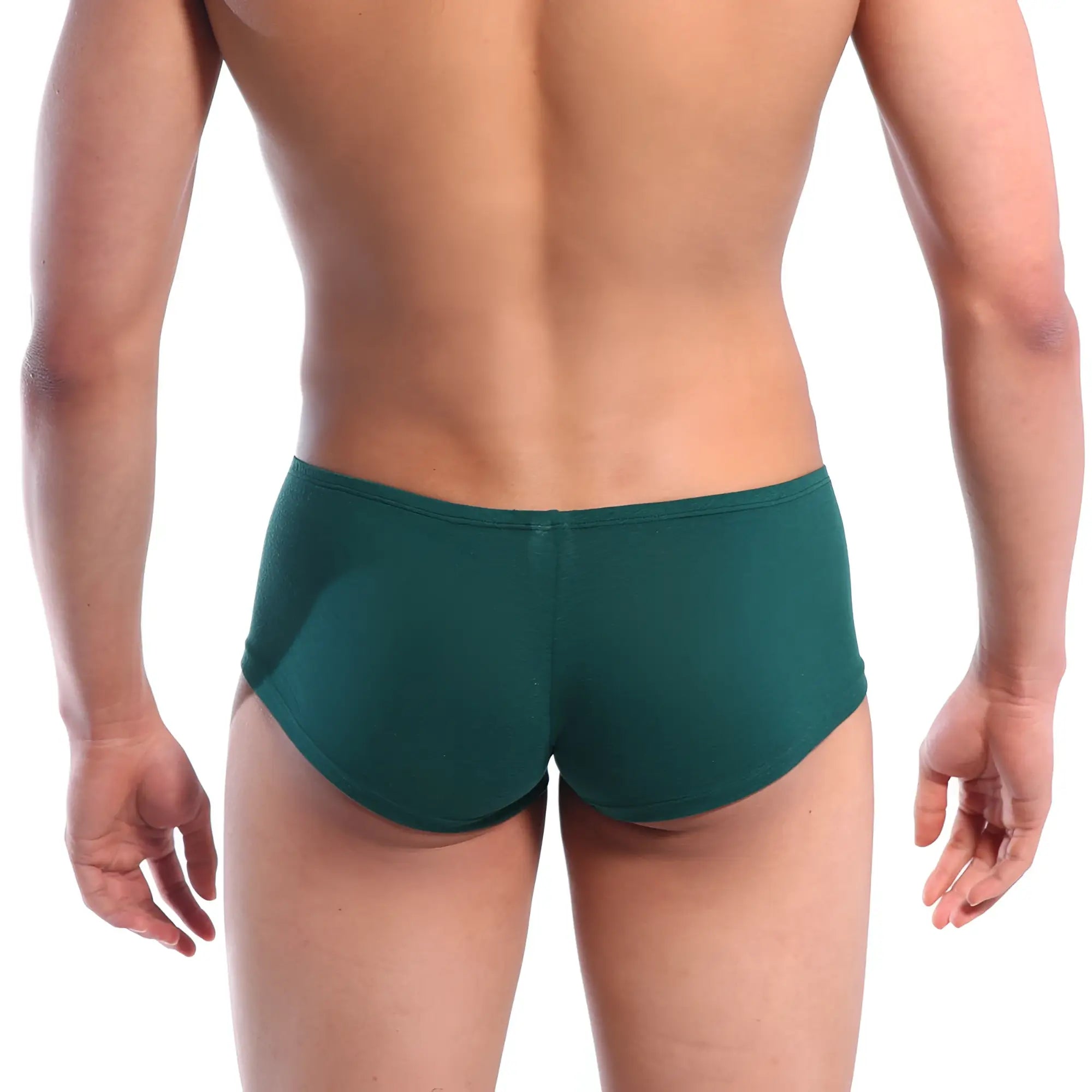 Dark green form-fitting metro malewear bosillo short boxer briefs made of smooth stretch fabric for comfortable wear