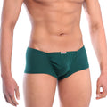 MetroMaleWear Bosillo short boxer in pine green with form-fitting textured fabric and red brand tag at waistband