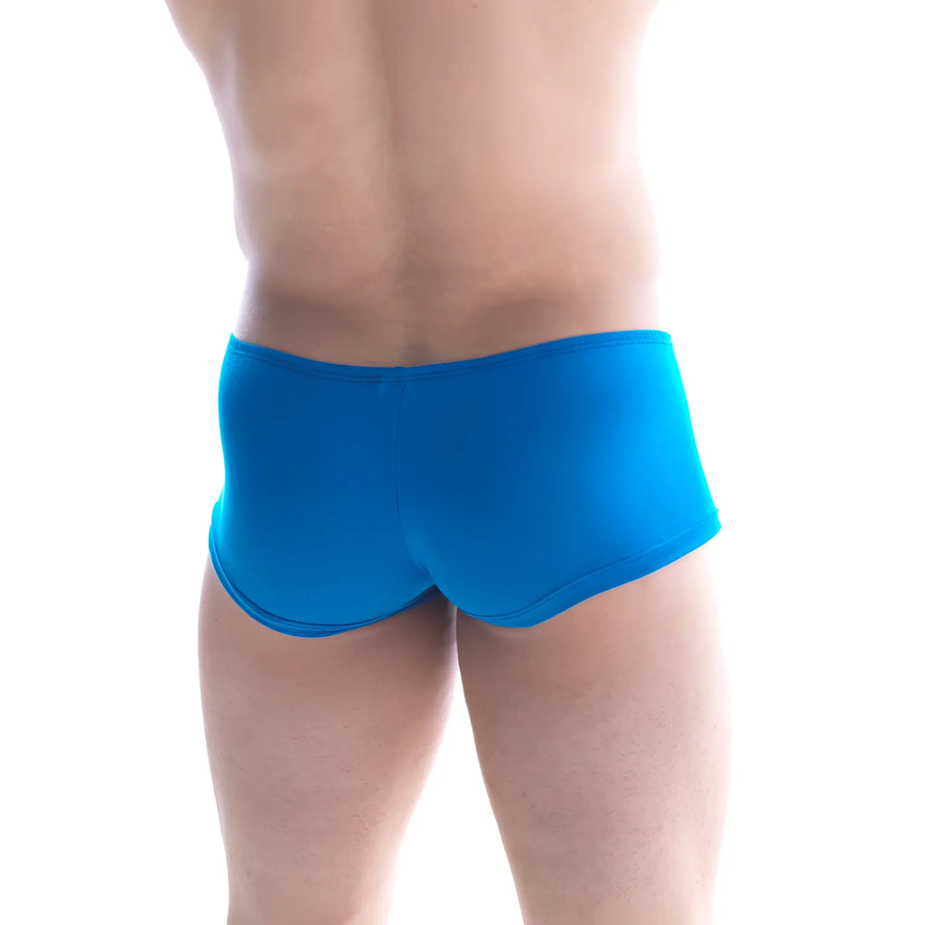 Bright blue metro malewear bosillo short boxer swim trunks with smooth stretchy fabric and form-fitting design