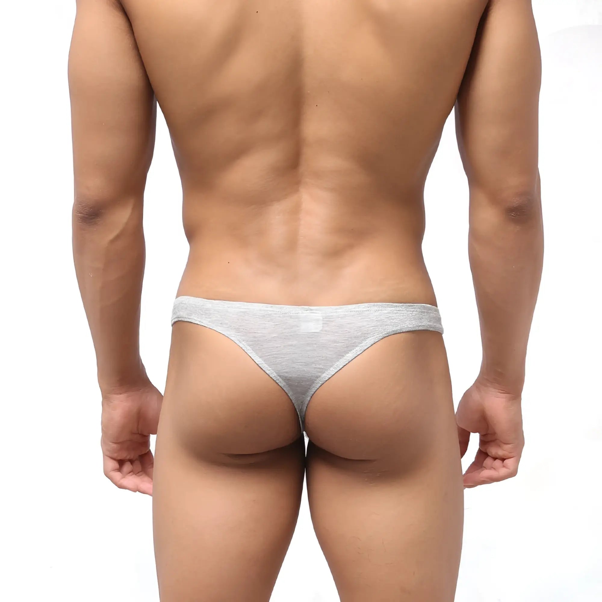 Gray heathered metro male wear bosillo thong briefs with a snug form fitting design in soft breathable fabric