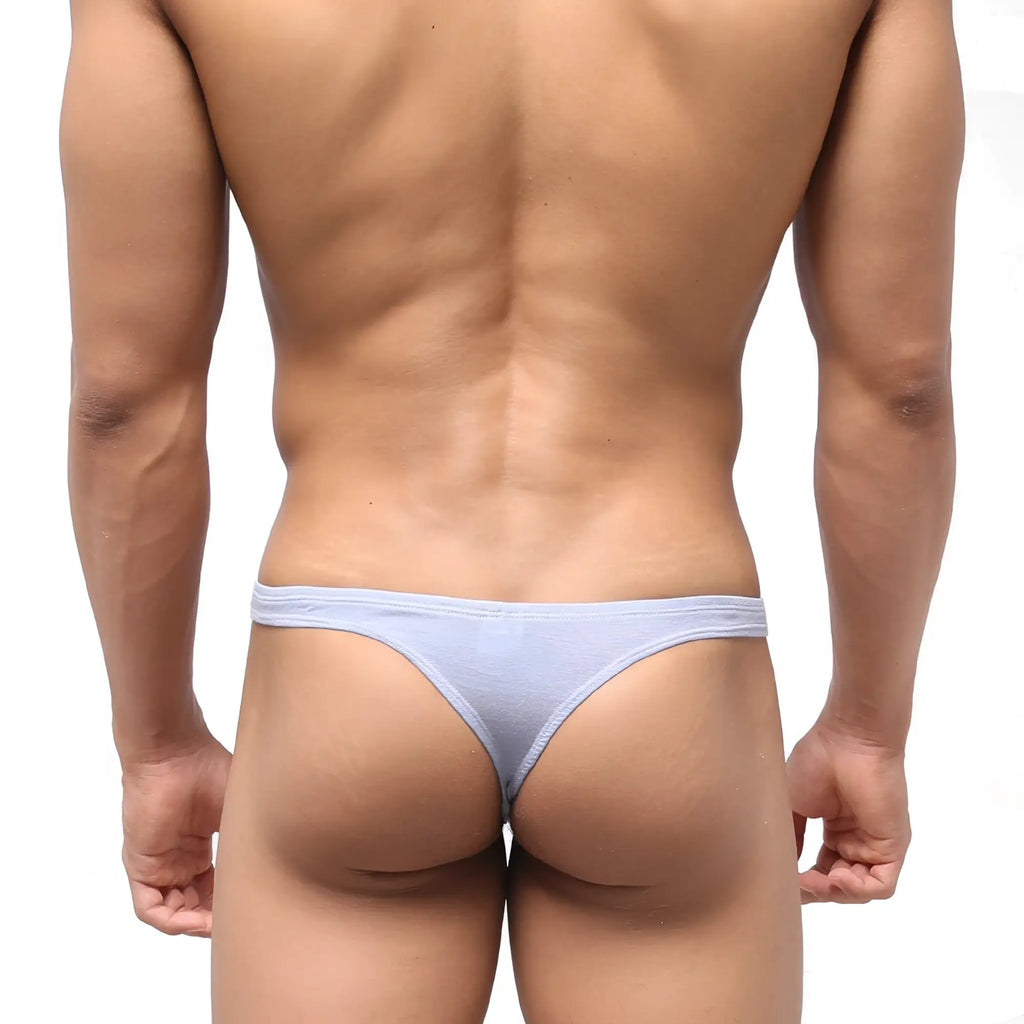 MetroMaleWear Bosillo thong lavender 3502-08 light blue thin cotton briefs with low-rise design front view