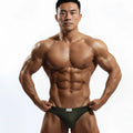 MetroMaleWear bravo bikini dark green briefs with form-fitting design and small white logo on waistband