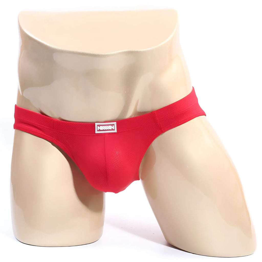 MetroMaleWear bravo bikini red 7103-12 men’s briefs with a small rectangular brand tag on the waistband