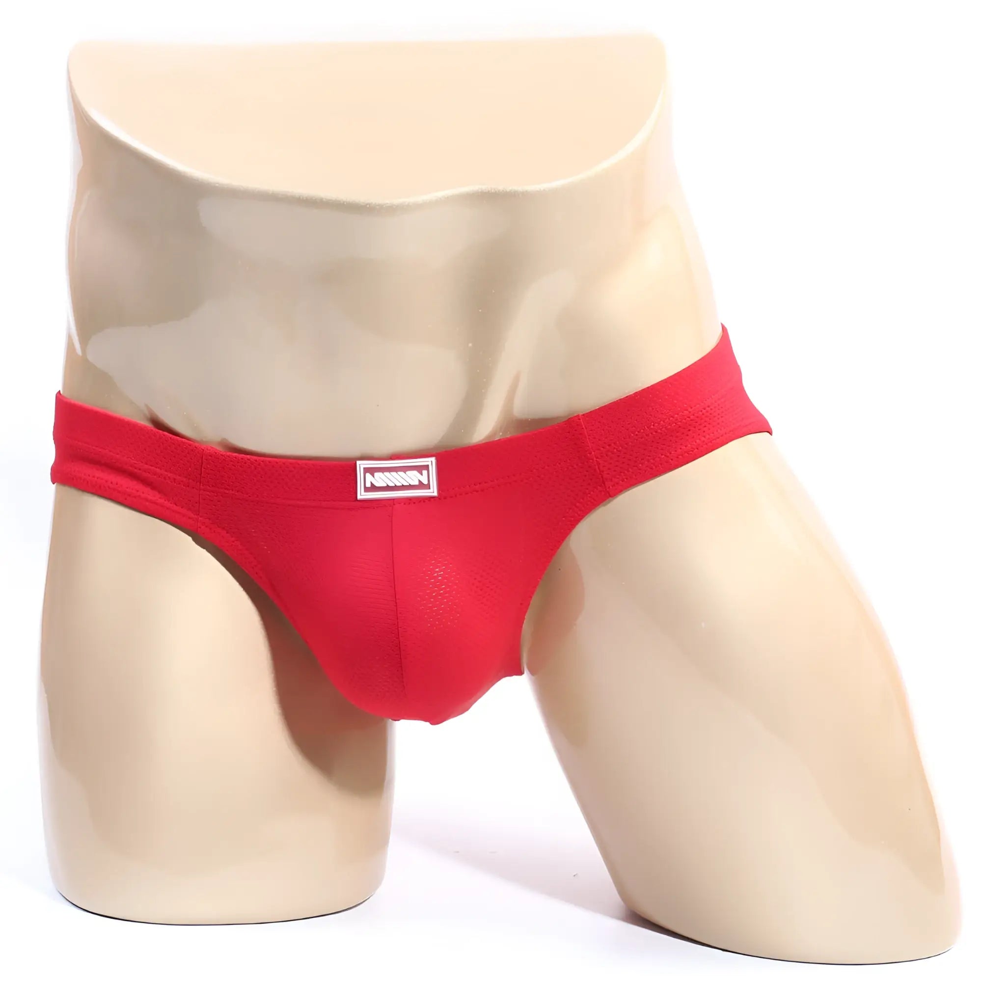 MetroMaleWear bravo bikini red 7103-12 men’s briefs with a small rectangular brand tag on the waistband