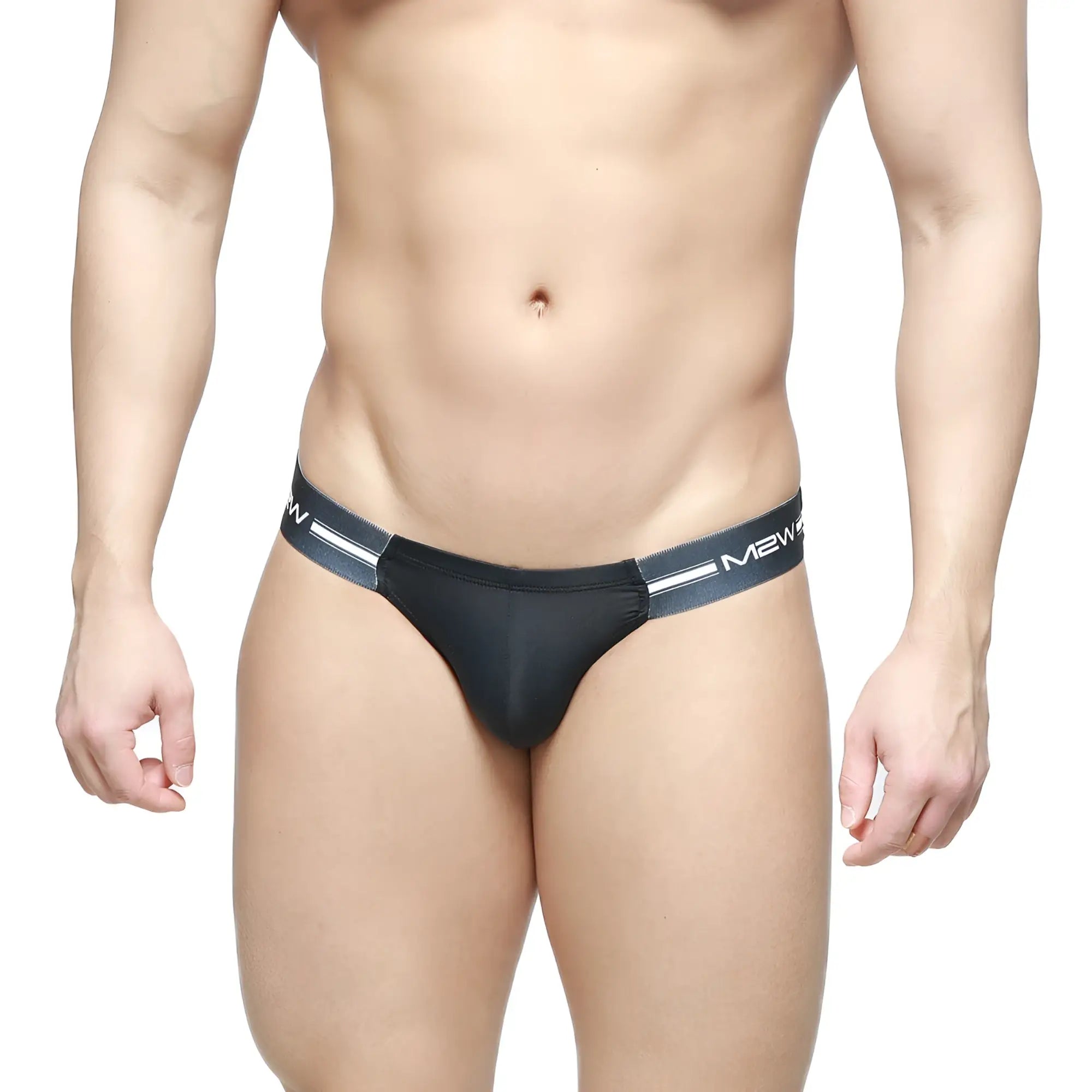 MetroMaleWear Brief 2.0 Black 3603-56 black mew brand thong with sleek fit and white logo stripes on waistband