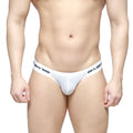 White mew brand thong with sleek minimalist design and black logo waistband from metromalewear brief 20 crystal