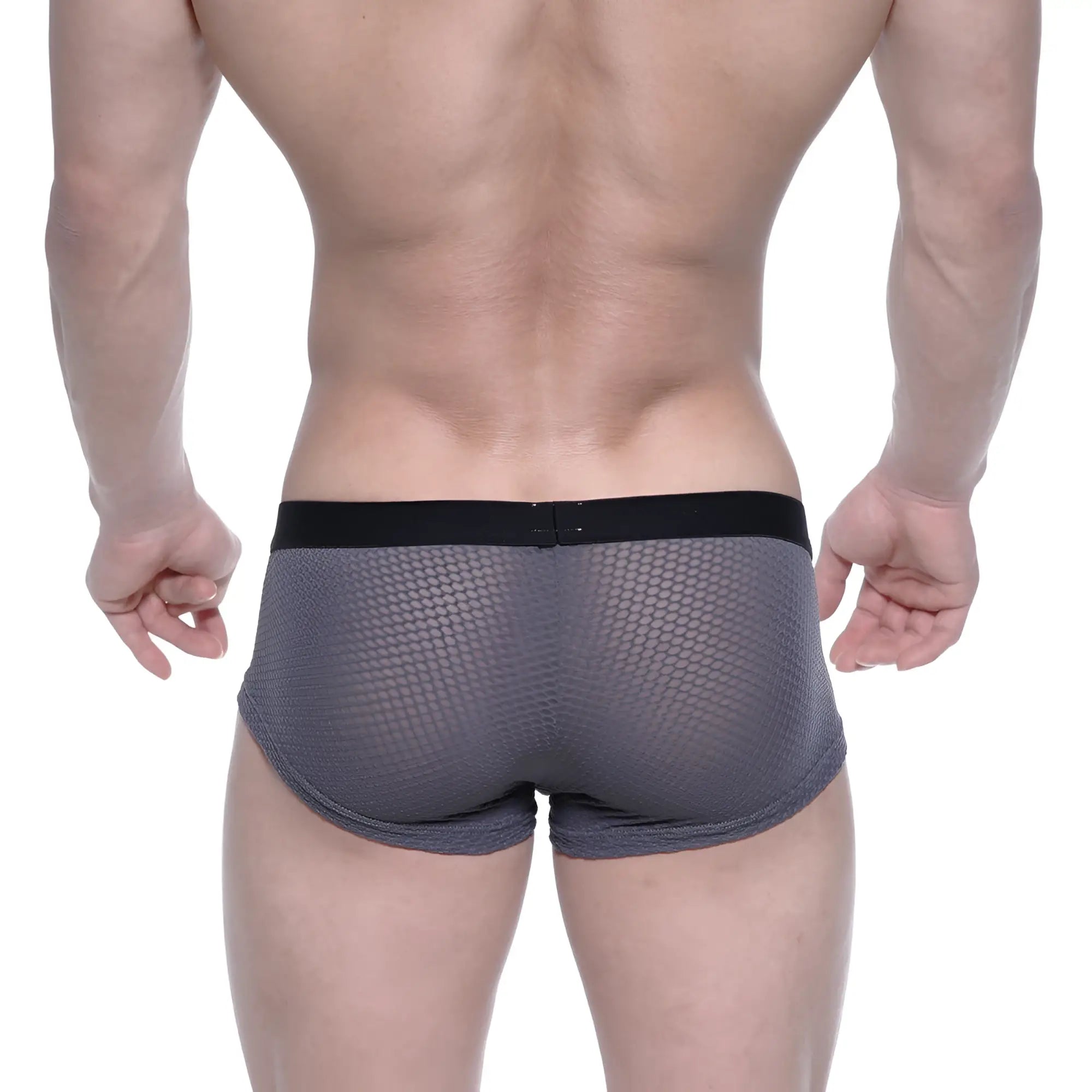 MetroMaleWear bulge boxer gray mesh briefs with black elastic waistband breathable men’s underwear