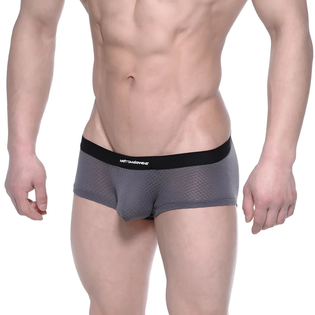 Gray mesh briefs with black metromallwear waistband metro malewear bulge boxer gray mesh 3013-72