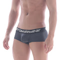 Dark gray mens briefs with white eromalewear logo on waistband metro malewear bulge boxer twilight 3013-09