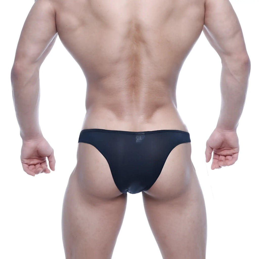Black sheer mesh briefs metro male wear bulge capri bikini 6104-20 showing front side details