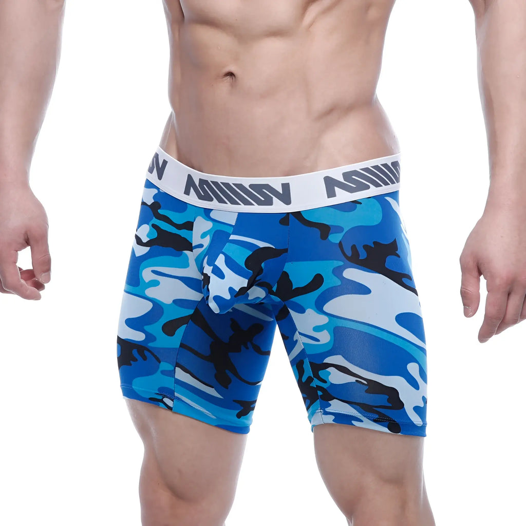 MetroMaleWear bulge midcut boxer camo 8023-60 men’s blue and black camouflage boxer briefs with white million waistband