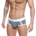 Gray metro malewear cairo brief with white trim vertical stripes mesh texture and women embroidered waistband