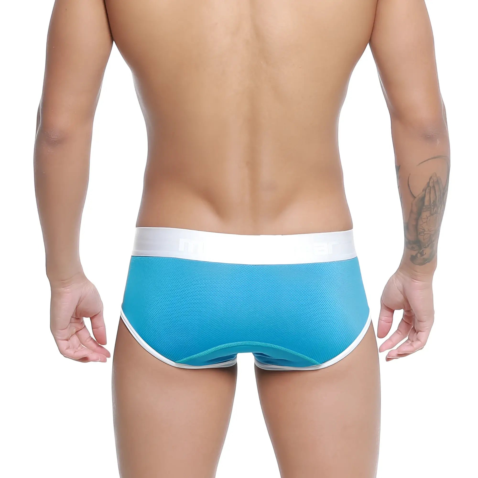 Turquois and white metro male wear cairo brief 5106-08 with textured fabric finish and athletic design