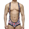 MetroMaleWear camo red wrestler 2093-92 men’s singlet in red white and blue camouflage with black trim