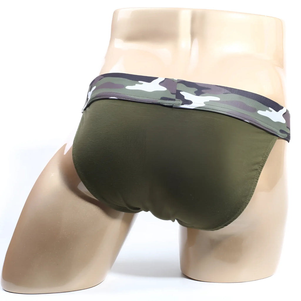 MetroMalewear camp bikini dark green olive camouflage waistband underwear made of elastic fabric