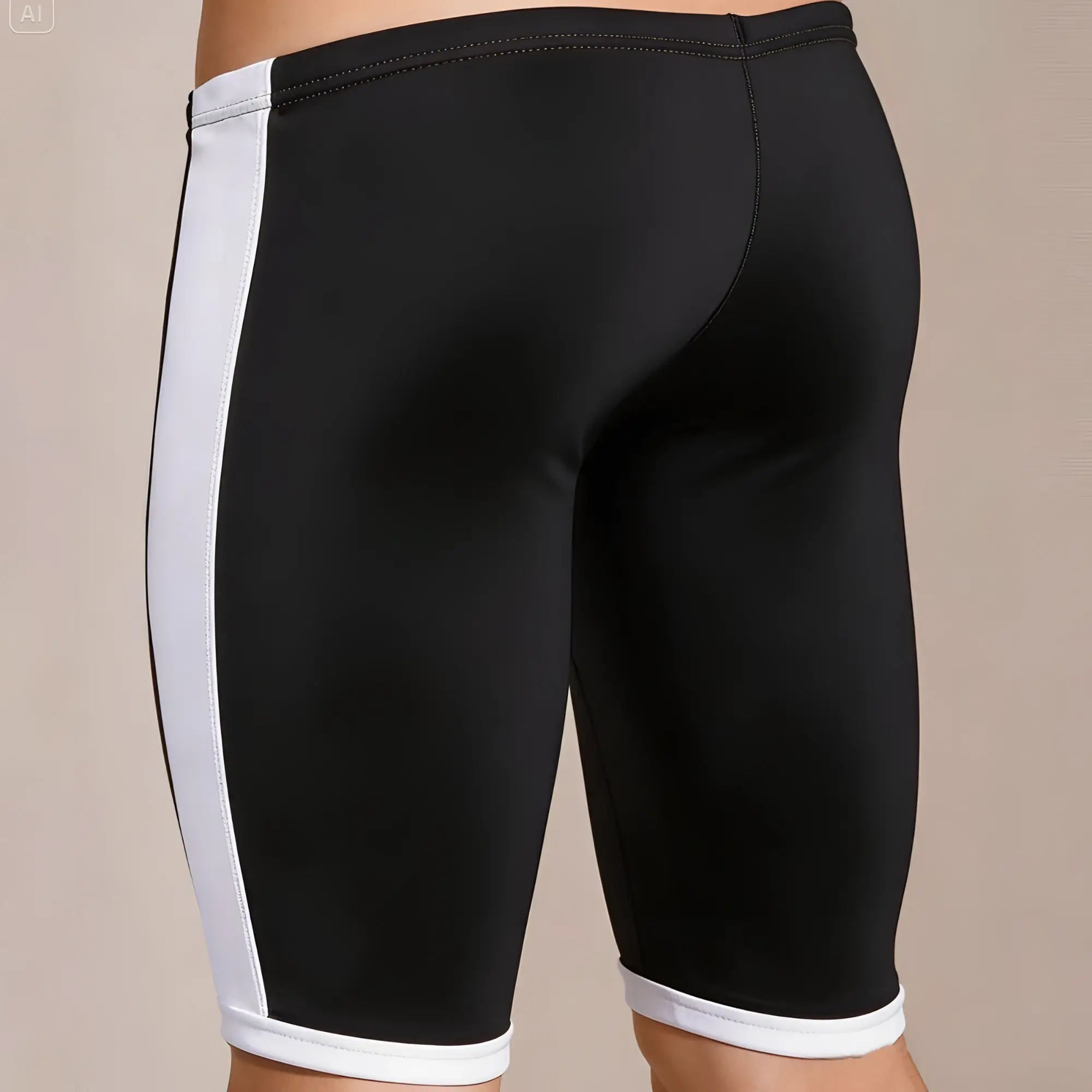 Black and white metro male wear campus jammer athletic shorts with sleek form-fitting design for performance use