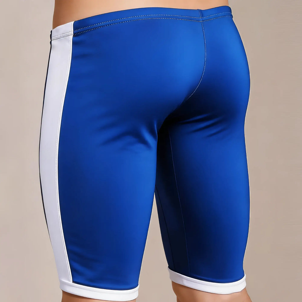 MetroMaleWear campus jammer royal blue athletic shorts with white side stripes and matching waistband trim