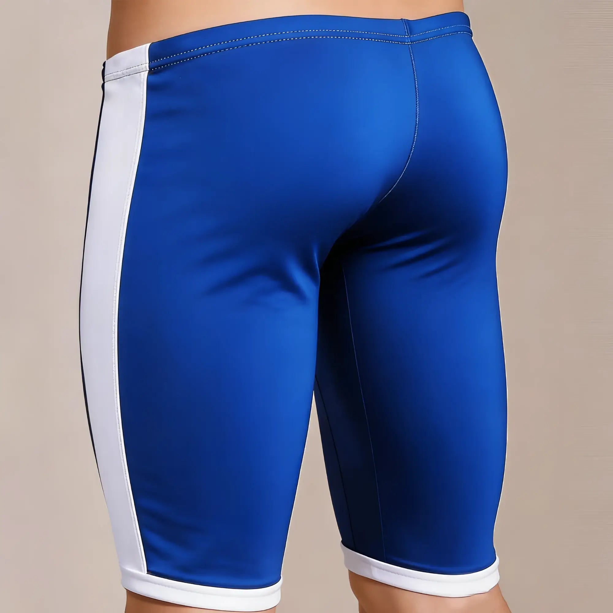 MetroMaleWear campus jammer royal blue athletic shorts with white side stripes and matching waistband trim
